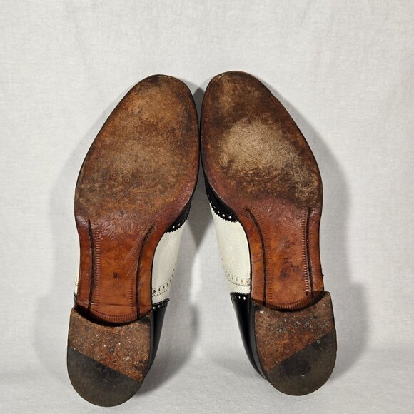 Vintage SPECTATOR COLE HAAN Black&White Wingtip Oxford Dress Shoes Size 9D ITALY - Picture 16 of 17